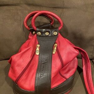 Vintage Valentina Red Leather Tote Bag